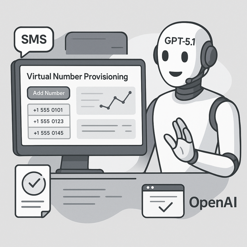 GPT-5.1 assistant managing virtual number provisioning for OpenAI service