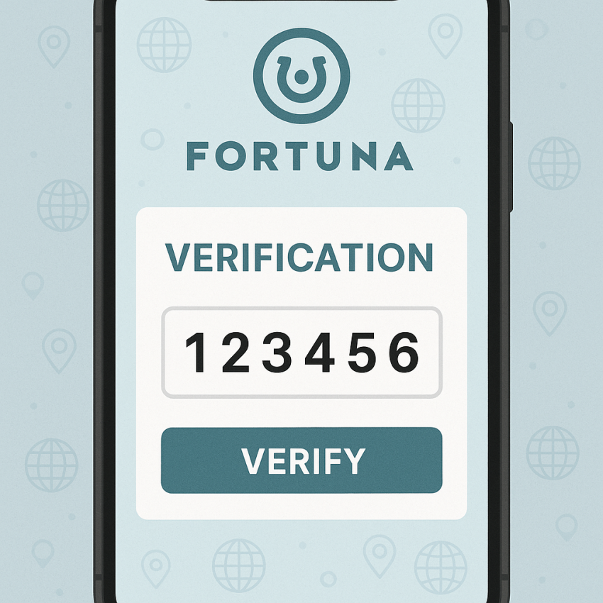 Fortuna SMS verification on a smartphone screen for Fortuna service