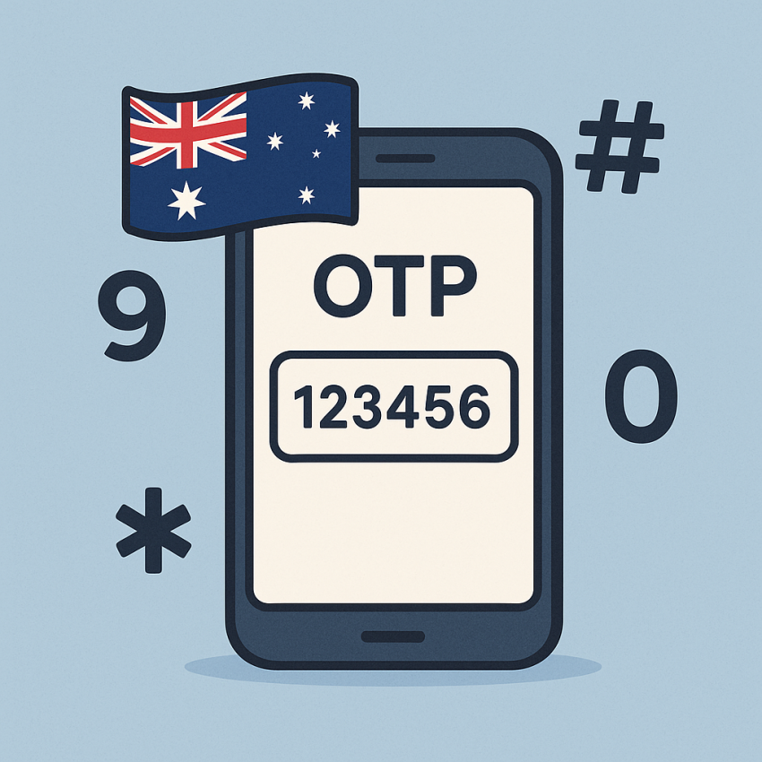 How to generate random numbers for two-factor tests in Australia – OTP code on phone with Australian flag