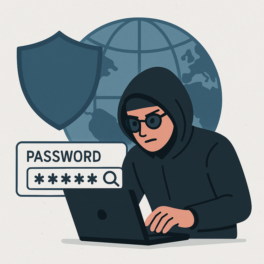 How Hackers Crack Weak Passwords and How to Stop Them - password security illustration with a global shield