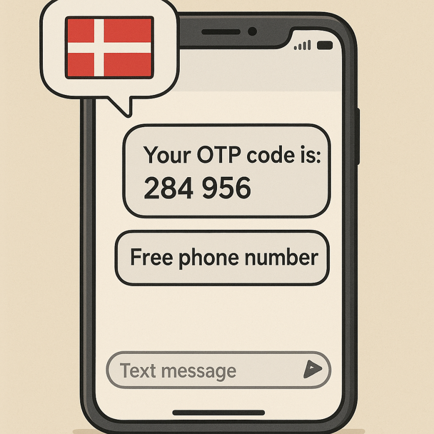 Phone receiving SMS OTP in Denmark with a free phone number