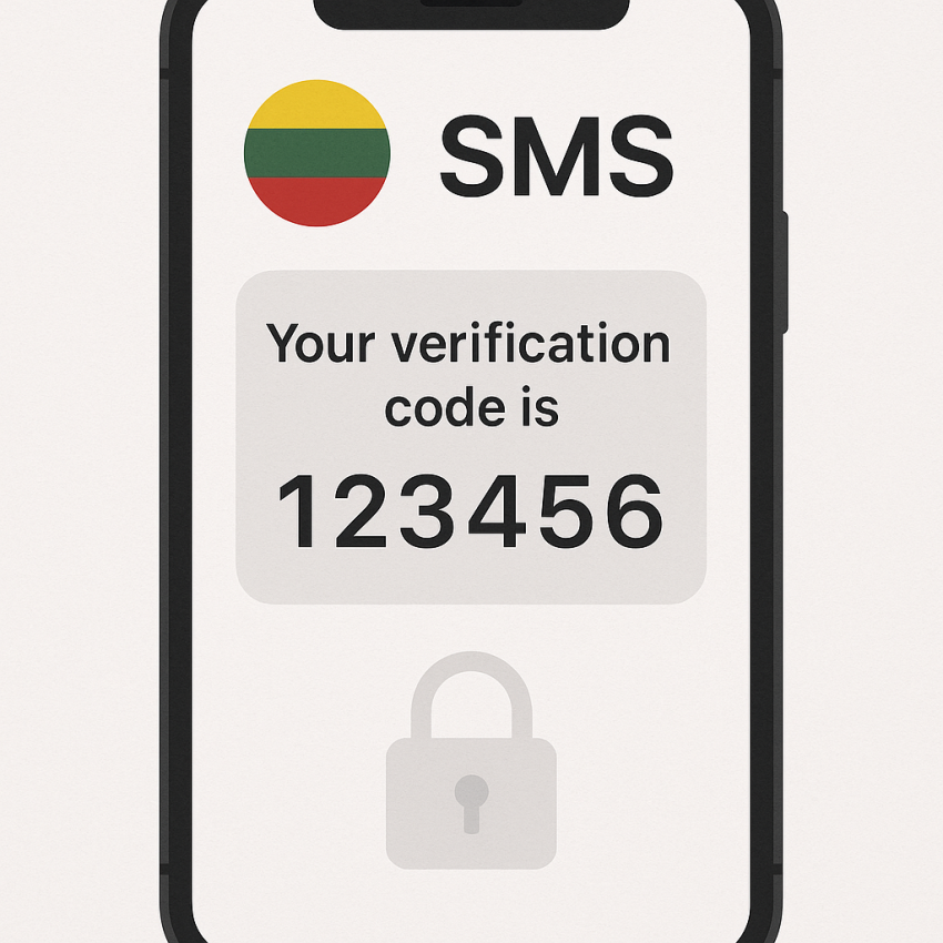 Lithuania SMS verification with a free phone number on screen