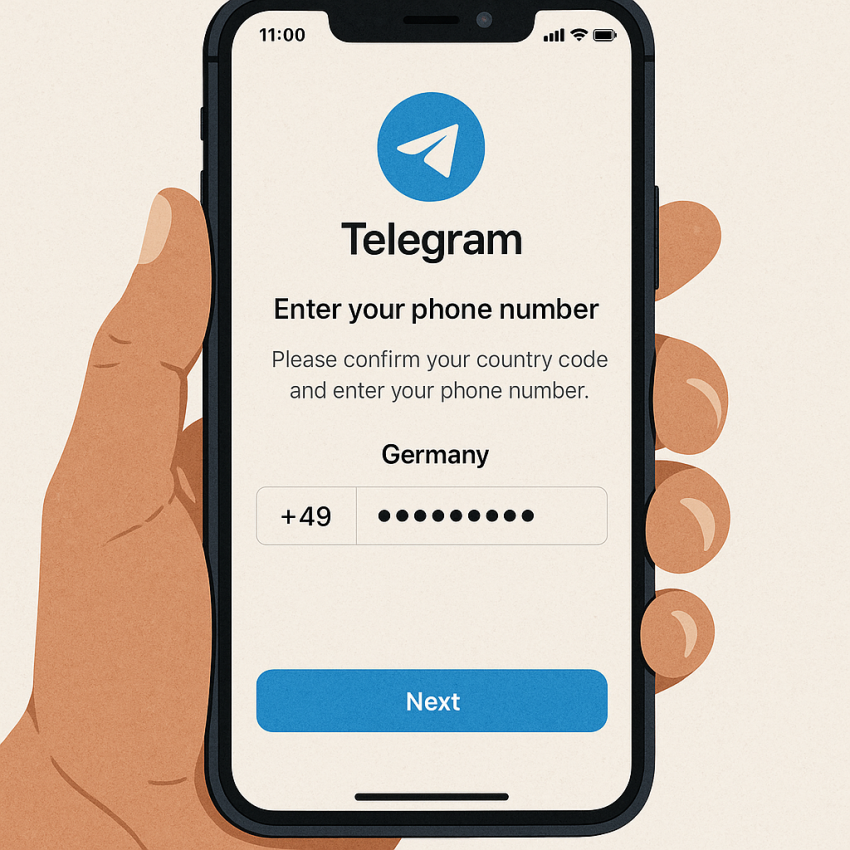 Telegram verification in Germany using a German virtual number