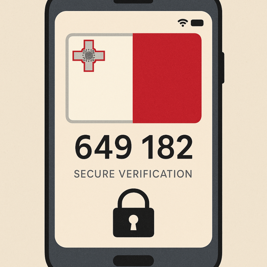 How to use a free phone number in Malta for one-time verification – Maltese OTP on a mobile screen