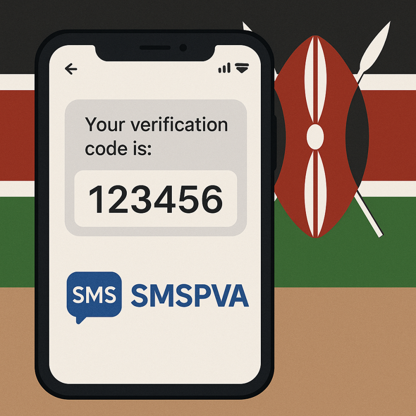 Kenya free phone number SMS verification on phone screen with Kenyan flag