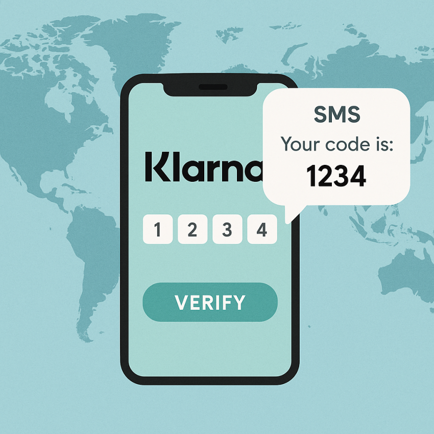 Klarna verification via virtual numbers on a mobile screen