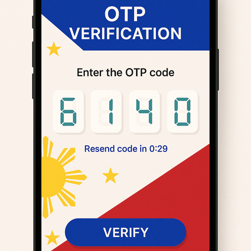 Rent Philippine numbers for local app onboarding tests illustration with OTP verification on a phone