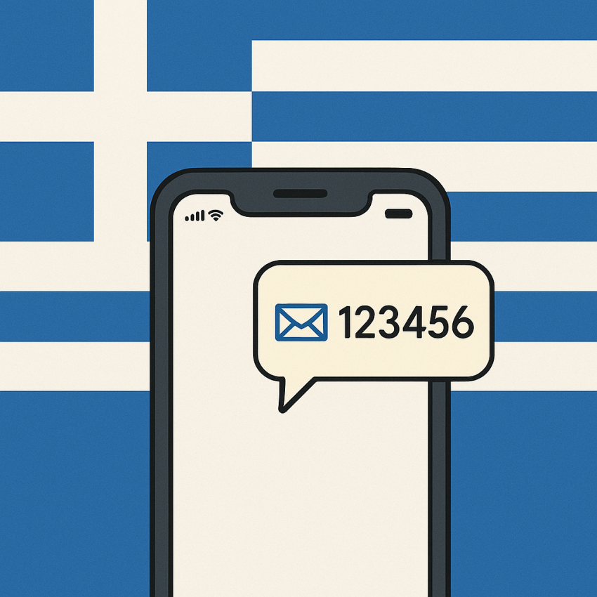 Greece free phone number OTP verification on a smartphone for account verification