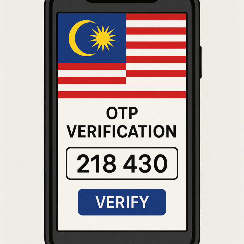 How to verify accounts in Malaysia with a free phone number on a smartphone screen