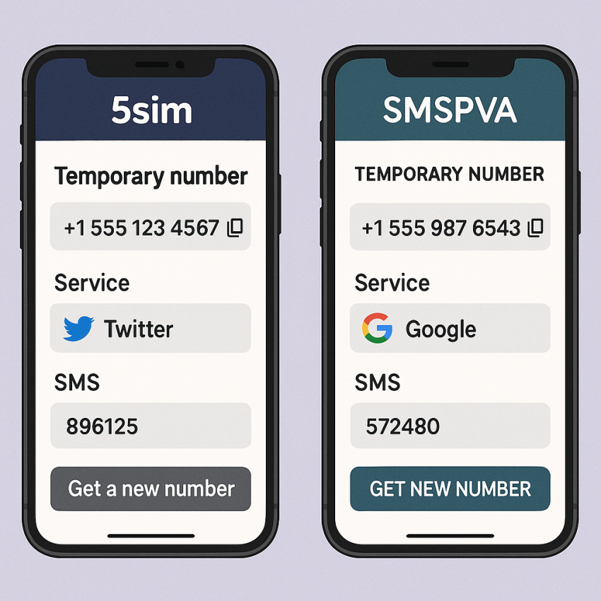 Comparison of 5sim and SMSPVA for temporary phone numbers
