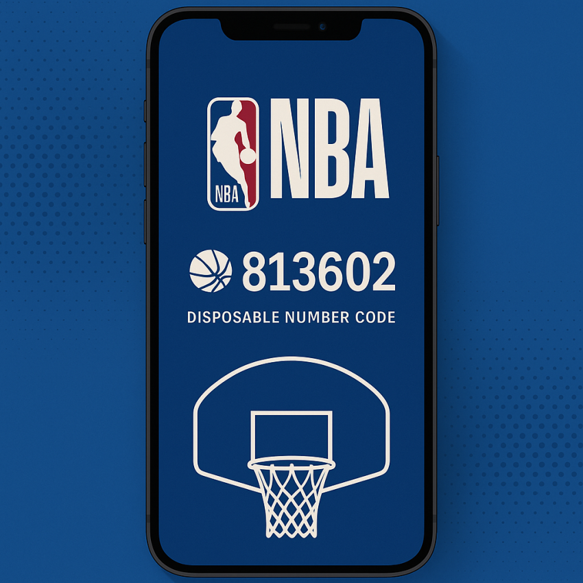 Phone screen showing disposable number verification for NBA forums