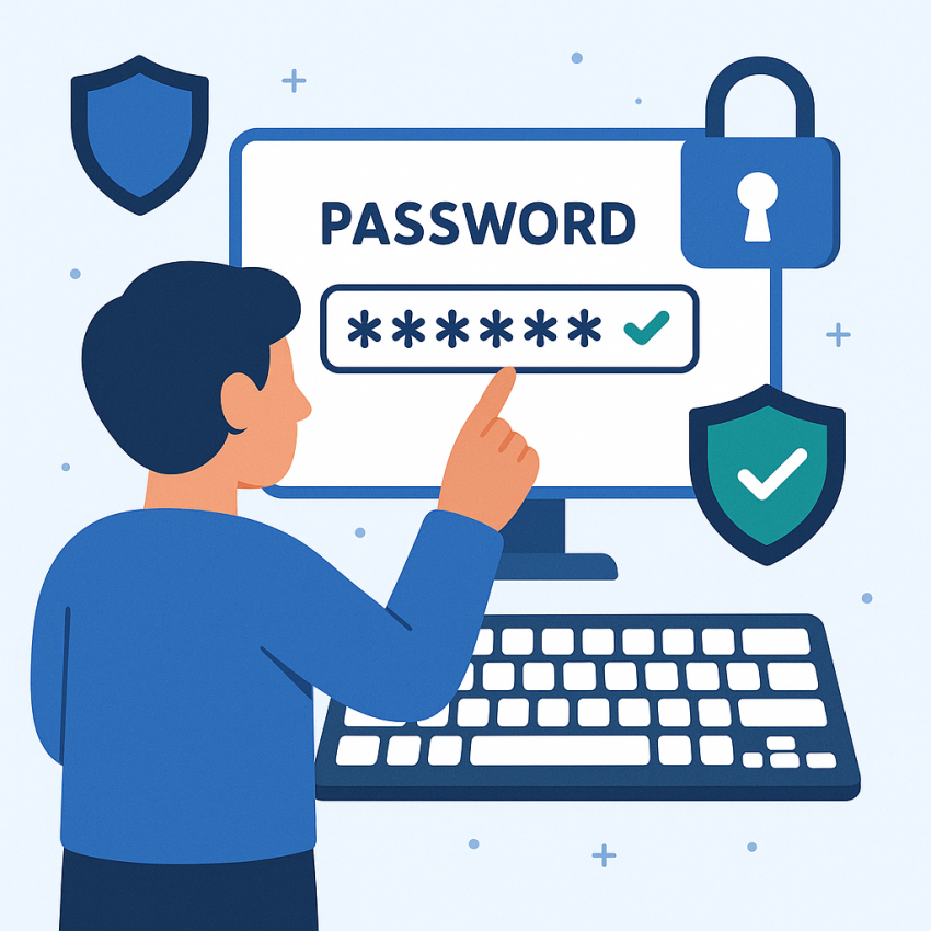 Common password mistakes and how to avoid them - illustration showing password security tips