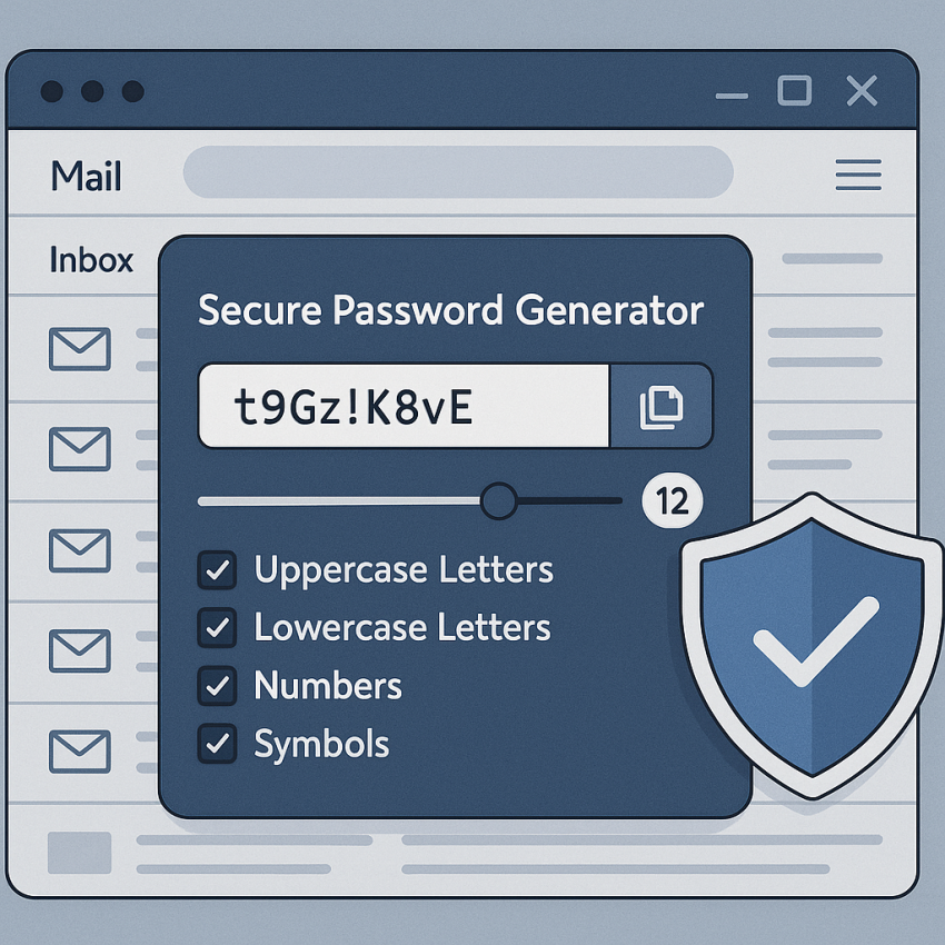 How to generate secure passwords for email accounts — password generator UI