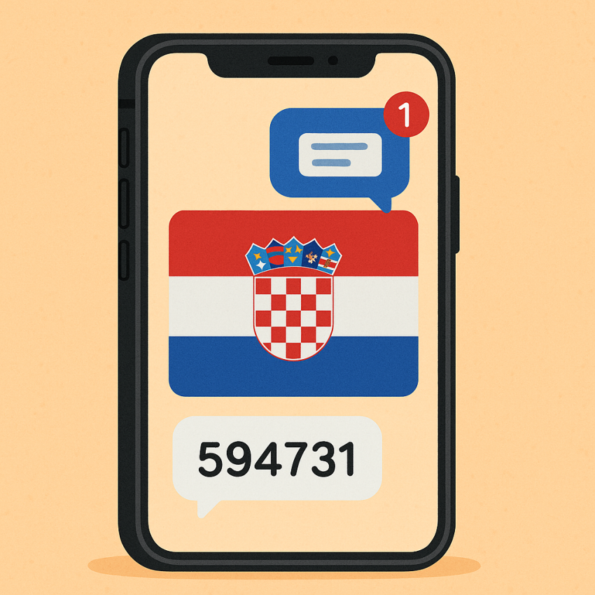 Local case examples: where temporary numbers work in Croatia — Croatian phone with OTP verification screenshot