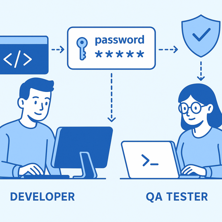 Illustration of password generator workflow for developers and QA testing