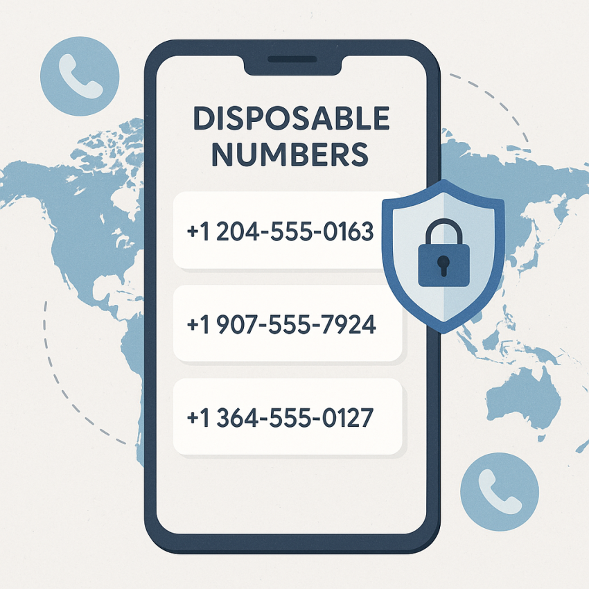 Best practices for using disposable phone numbers illustration with a privacy shield