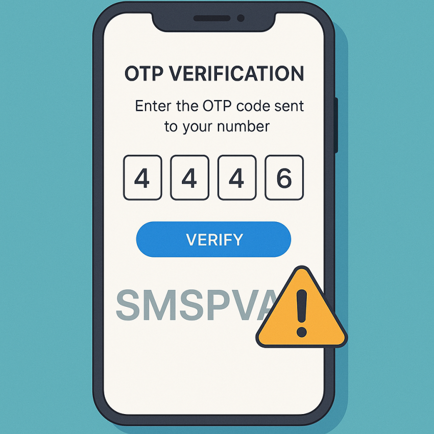 Smartphone screen showing SMS verification OTP for TurboOTP alternative with SMSPVA
