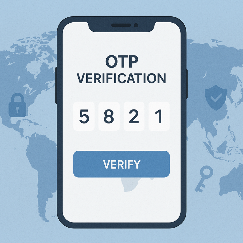 Phone screen displaying an OTP verification code for global OTP platforms