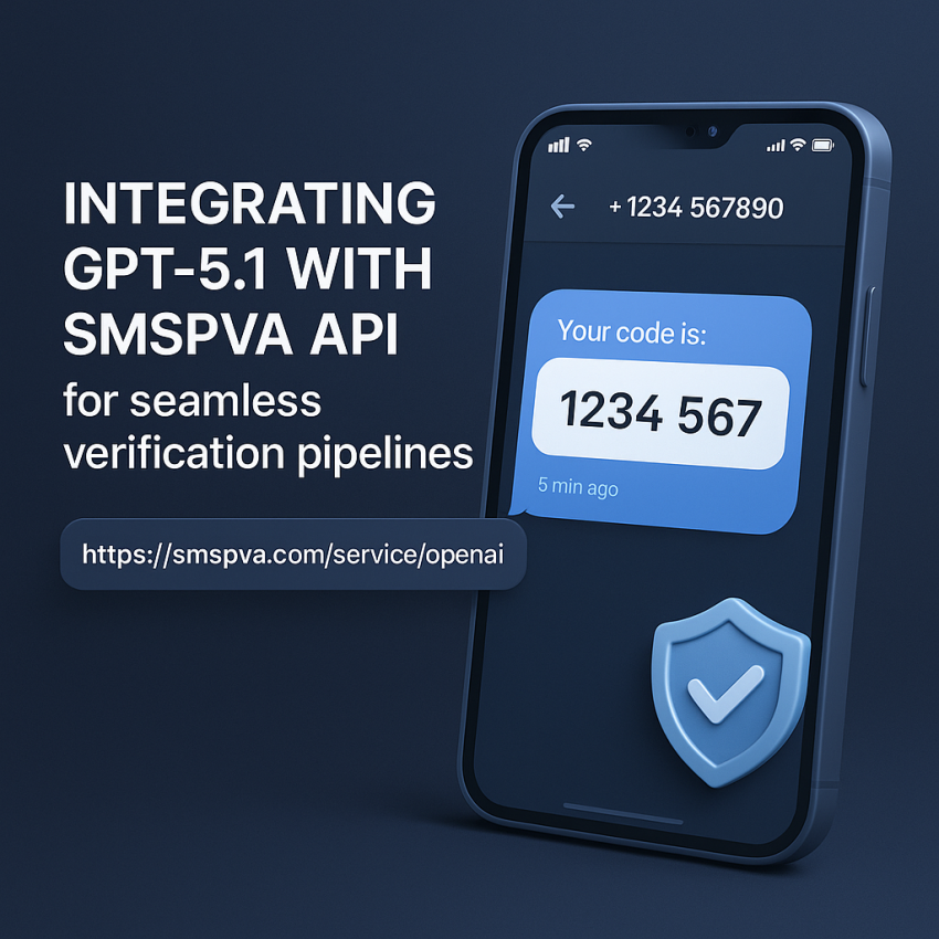 Ilustração da integração do GPT 5 1 com a API SMSPVA para pipelines de verificação