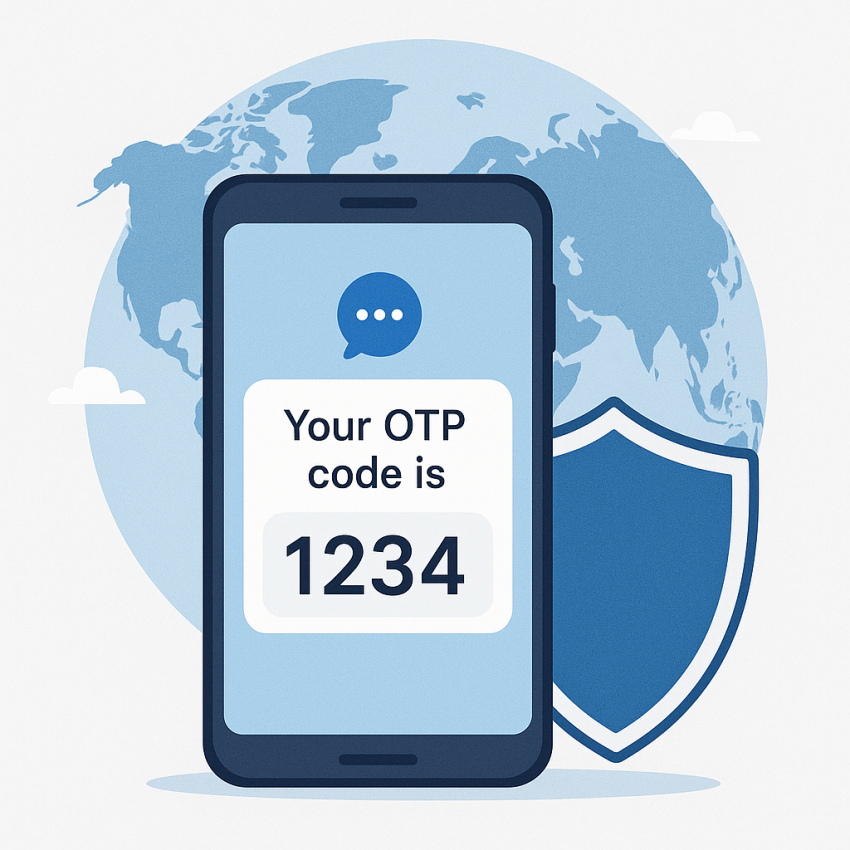 Phone displaying SMS-based two-factor authentication code for secure accounts