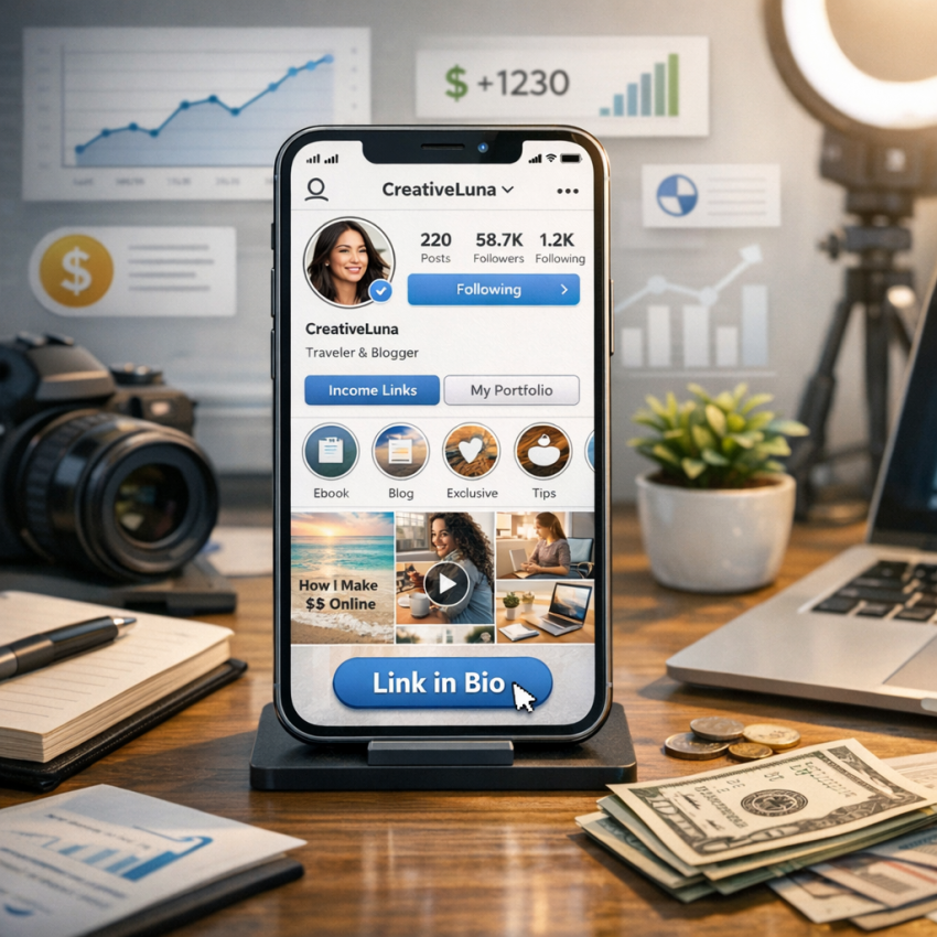 Creator monetizing Instagram through referral links without brand advertising