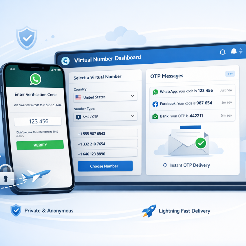 SmsPva dashboard showing a WhatsApp verification SMS code arriving for account activation